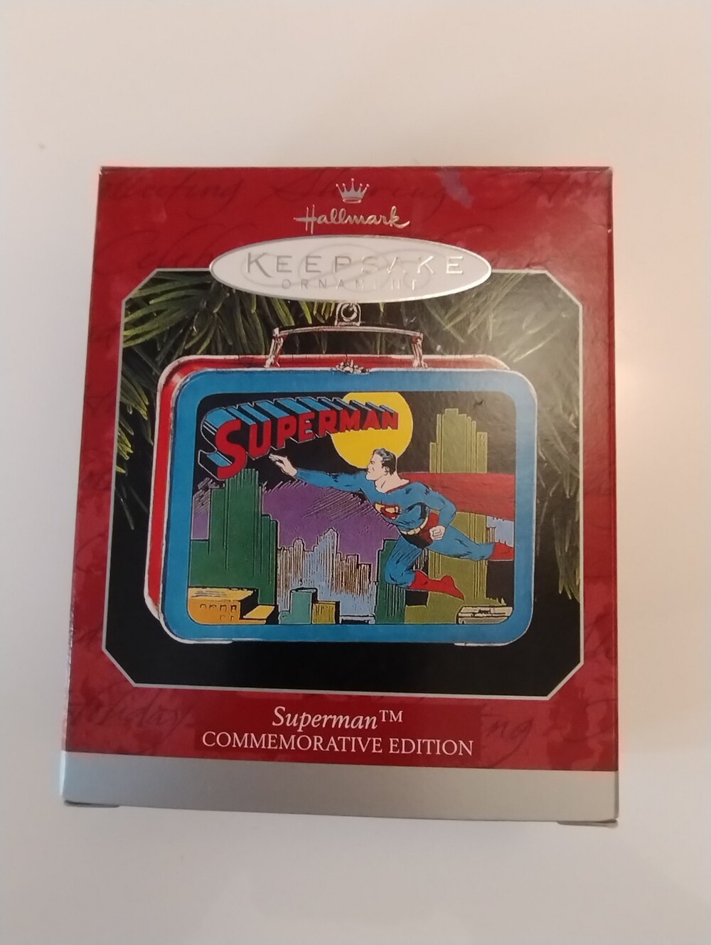 1998 Hallmark "Superman Commemorative Edition" pressed tin lunchbox ornament
